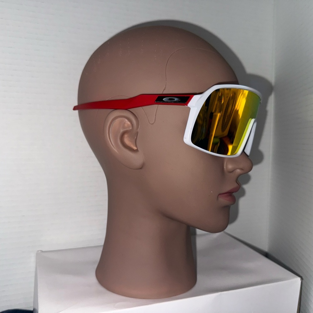 Oakley Red and White Swim Goggles with Wraparound Design